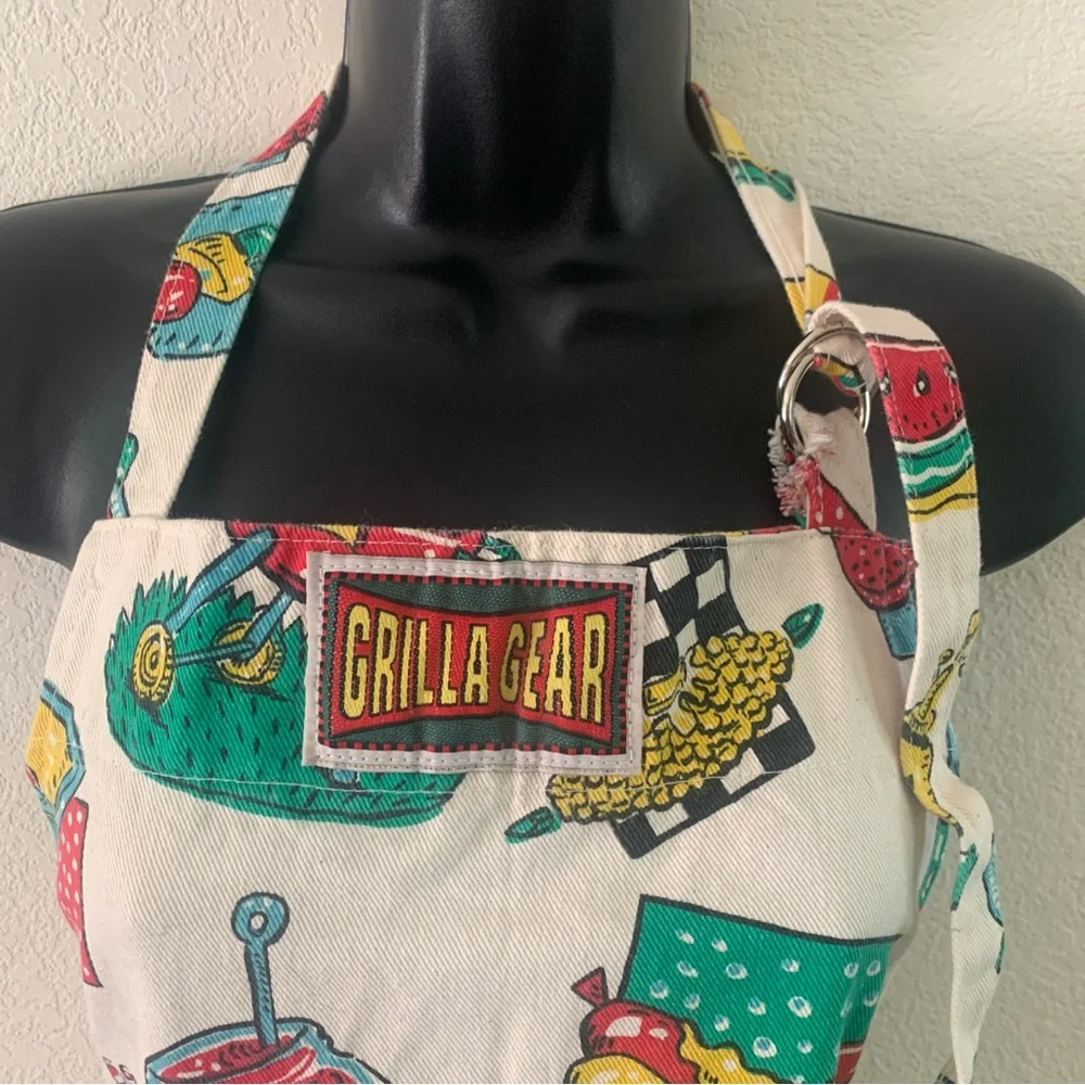 Vintage Grilla Gear Apron Outdoor BBQ Pattern Thick Cotton Fully Adjustable s-xl